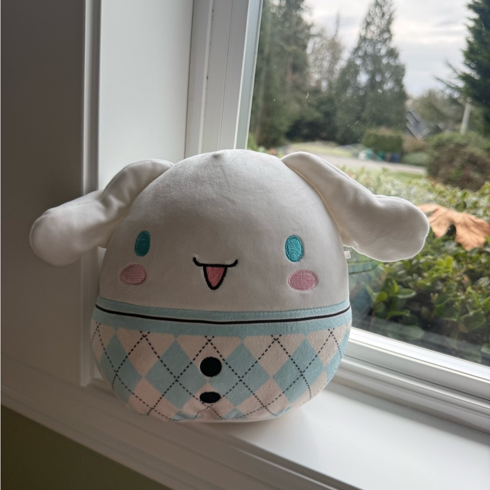 Cinnamoroll 10" Squishmallow Sanrio 2023 Blue Argyle‎ Kellytoy Plush